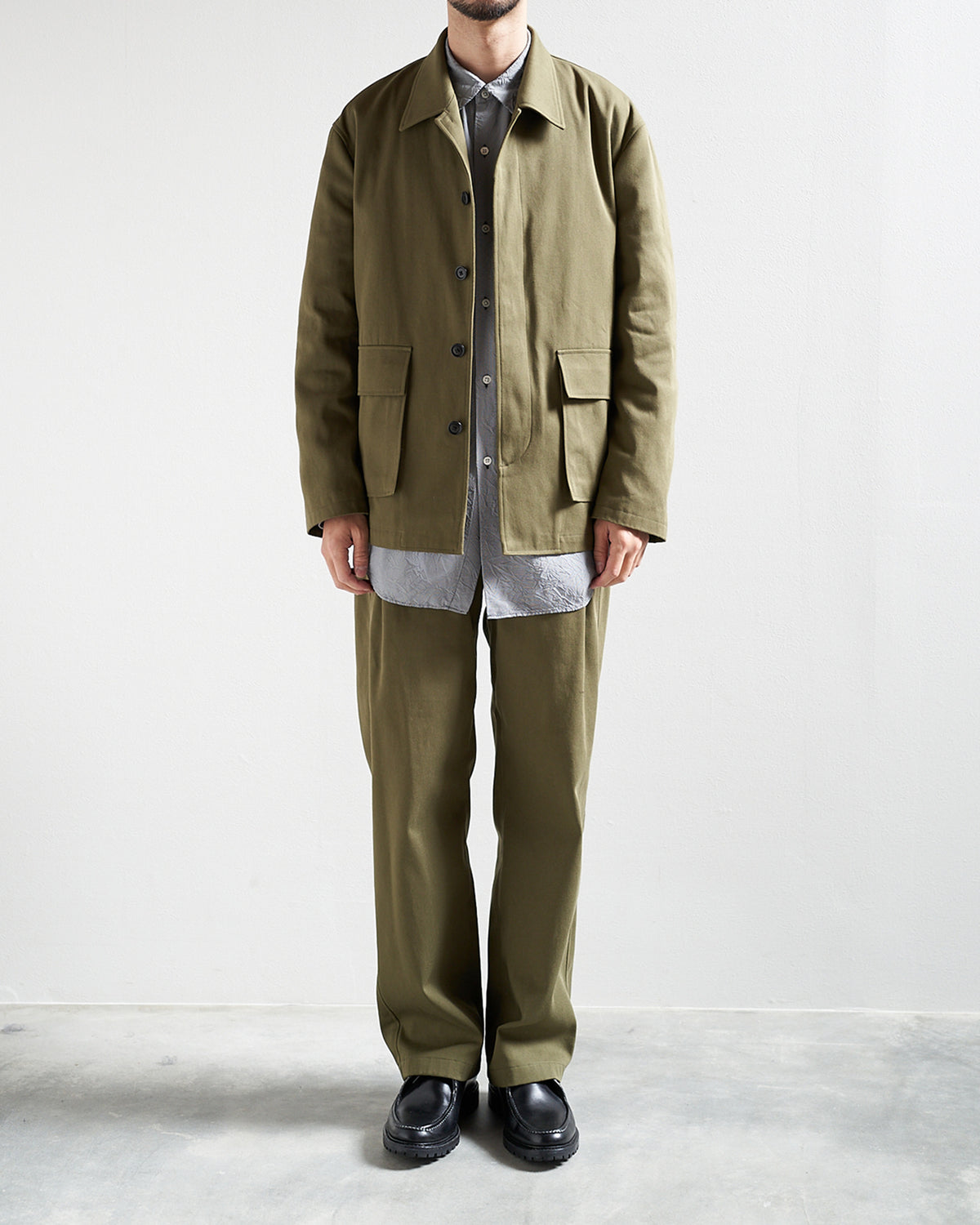 FLY FRONT JACKET / COTTON WOOL TWILL