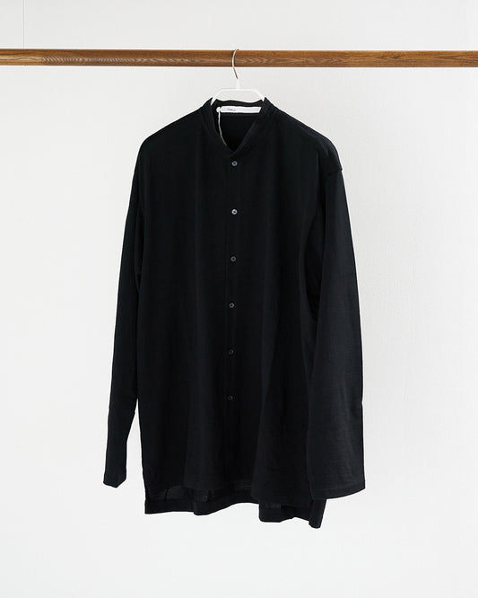 COLLARLESS SHIRT / FINE WOOL JERSEY