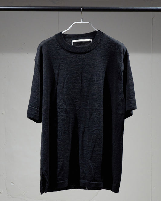 CREW NECK KNIT T-SHIRT / ROUGH LINEN WOOL