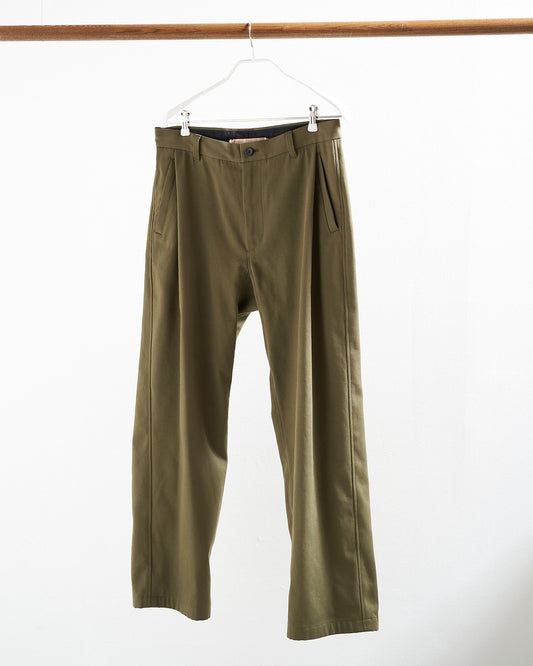 RELAXED PLEAT TROUSER / COTTON WOOL TWILL