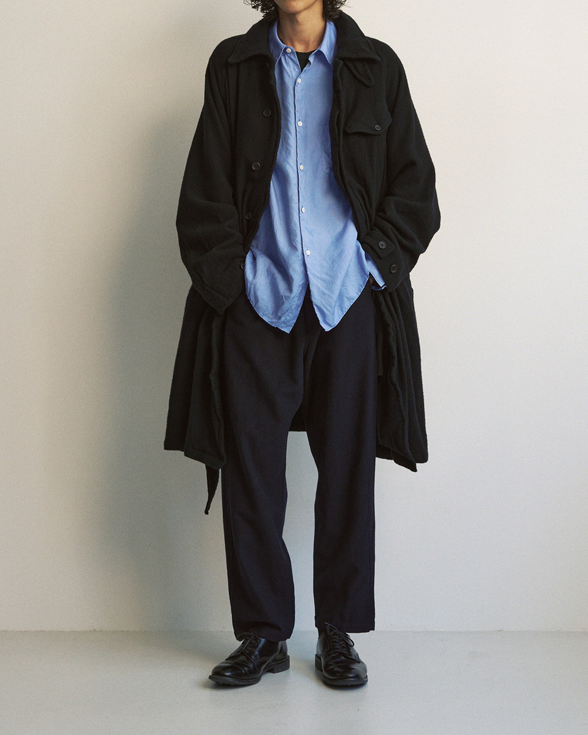 BELTED COAT / WASHED WOOL
